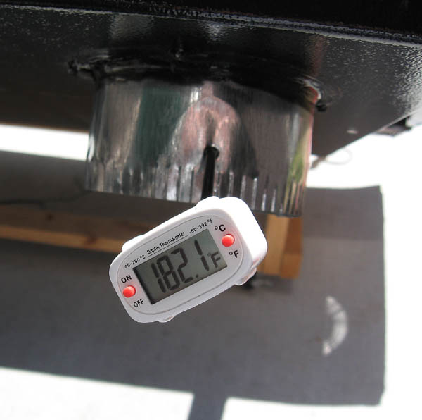Two connected 8' BISFA panels increase 70 degree air temps to 182 degrees F.